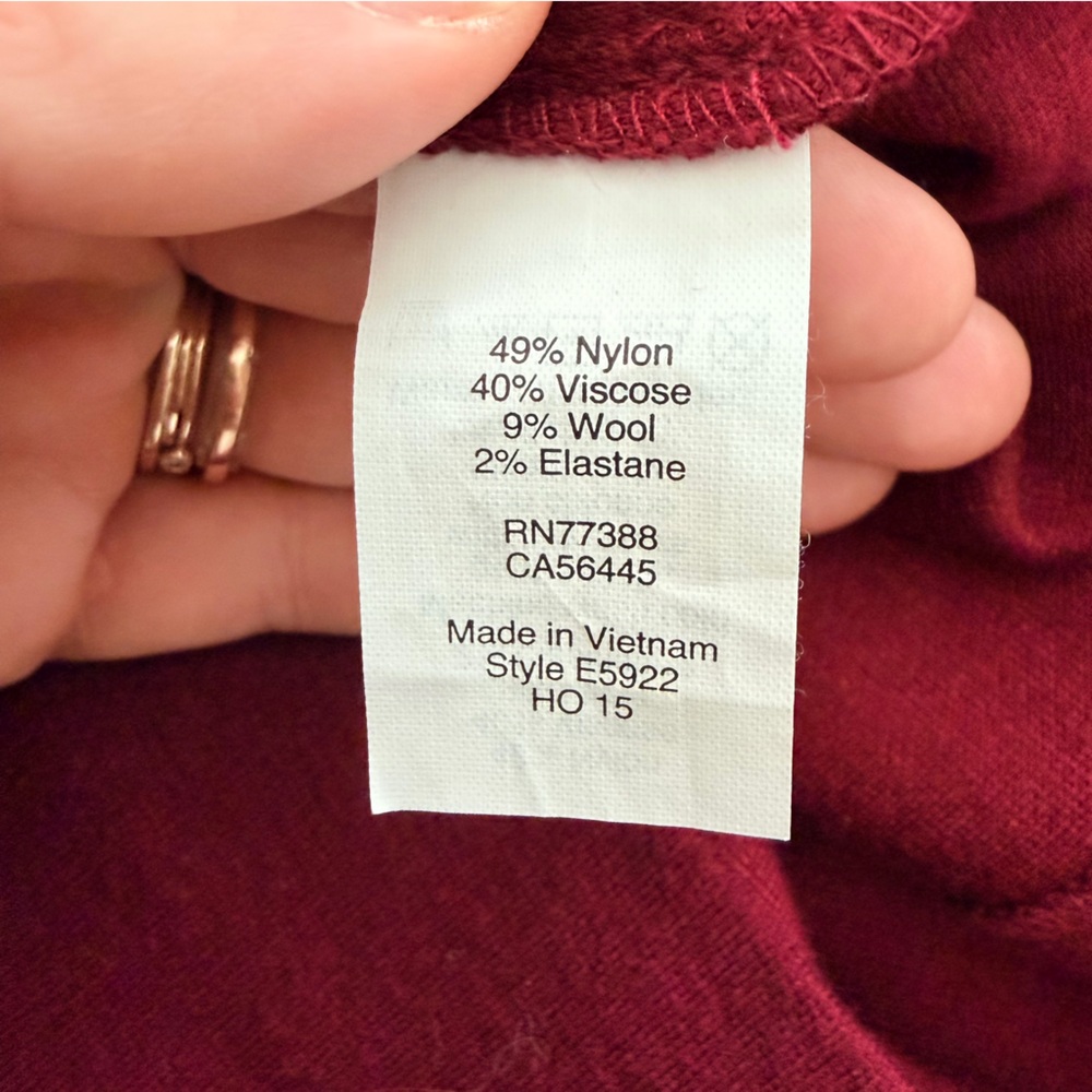 Madewell Gia Fit & Flare Dress Burgundy Wool Blend Sz 0 - Picture 6 of 6